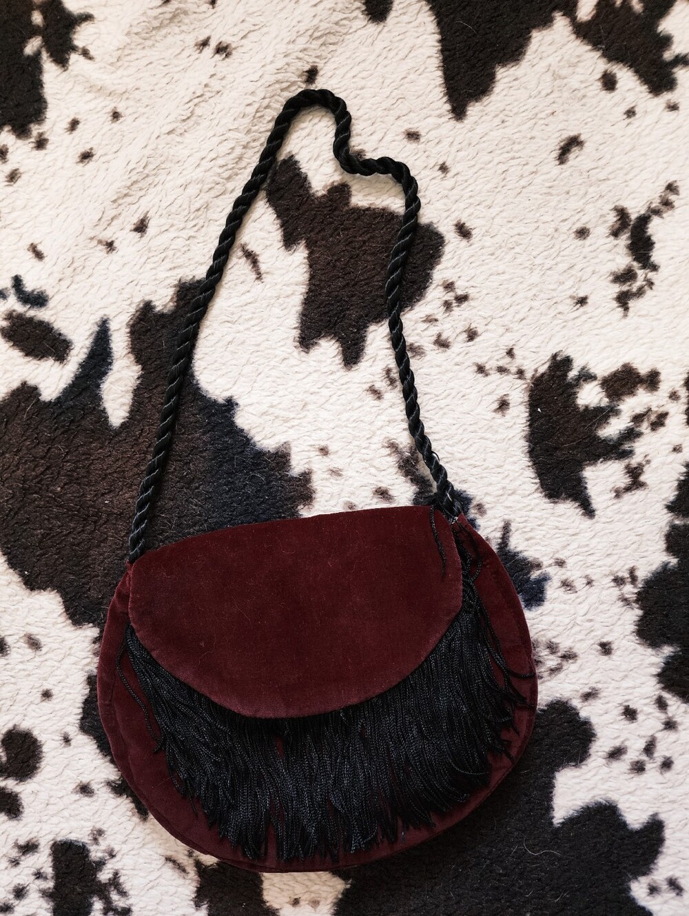WOMEN'S 70'S/80'S VELOUR EVENING BAG - RED